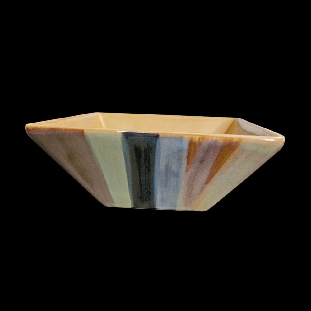 Tabletops Gallery York Hand Painted Square Cereal Bowls Set of 3 Multicolor